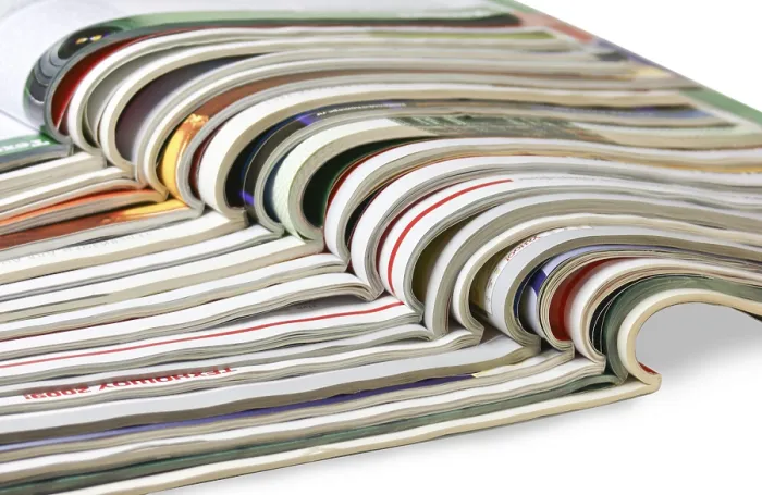 Framed Print : Stack of Magazines Print Isolated on White Background Framed Print : Stack of Magazines Print Isolated on White Background