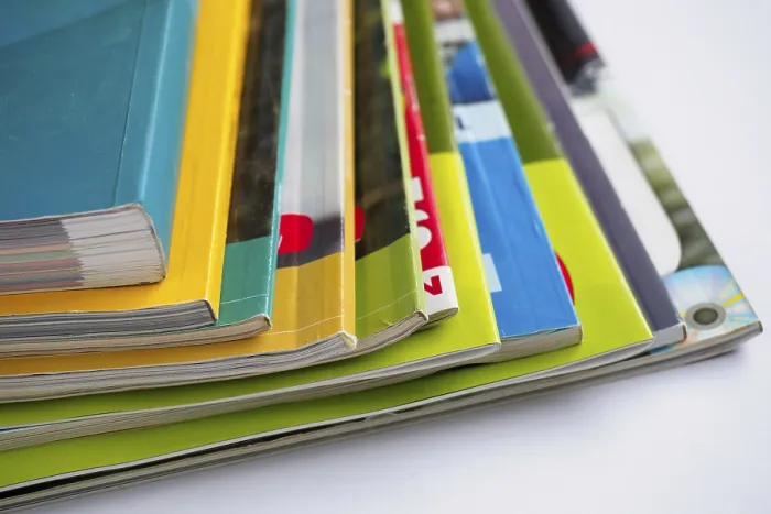 Framed Print : Stack of Magazines Print on White Background Framed Print : Stack of Magazines Print on White Background