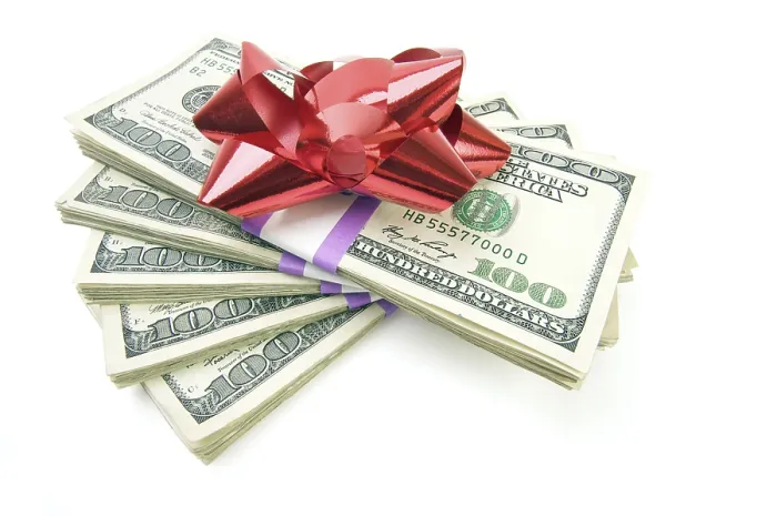 Framed Print : Stack of Money with Bow Print Framed Print : Stack of Money with Bow Print