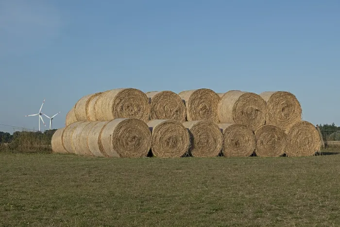 Framed Print : Stack of Round Bales Print, Allerstorf, Germany Framed Print : Stack of Round Bales Print, Allerstorf, Germany