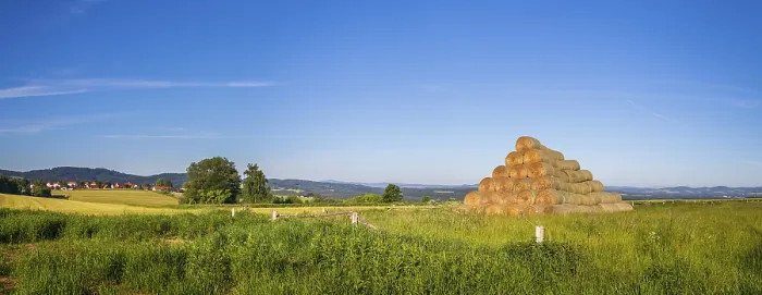 Framed Print : Stack of Straw Bales Print, Summer Landscape Framed Print : Stack of Straw Bales Print, Summer Landscape