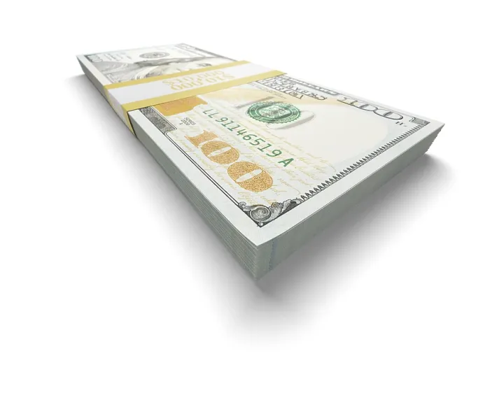 Framed Print : Stack of $10,000 in 100 Dollar Bills Print