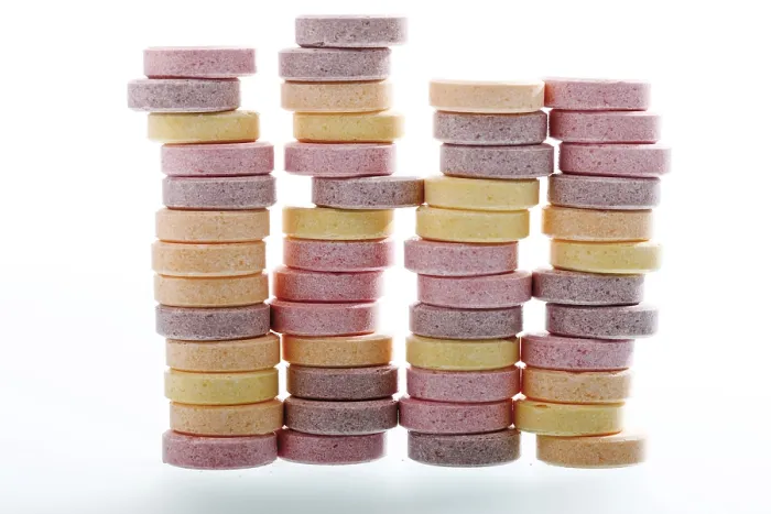 Framed Print : Multicoloured Grape Sugar Tablets Print
