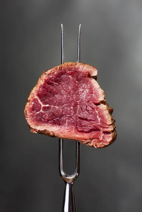 Framed Print : Steak on a Meat Fork Print