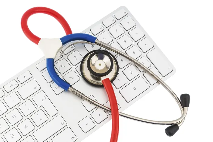 Framed Print : Stethoscope and Keyboard Print: Medical Technology Image Framed Print : Stethoscope and Keyboard Print: Medical Technology Image