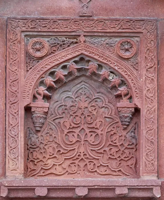 Framed Print : Red Fort Temple Wall Stone Pattern Print, Agra, India Framed Print : Red Fort Temple Wall Stone Pattern Print, Agra, India