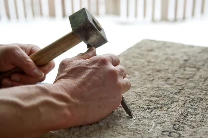 Framed Print : Stonemason at Work Print Framed Print : Stonemason at Work Print