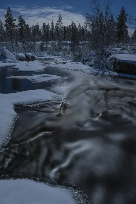 Framed Print : Stream in Moonlight Print, Norrbotten, Sweden Framed Print : Stream in Moonlight Print, Norrbotten, Sweden
