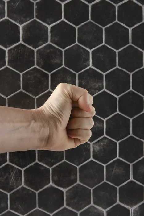 Framed Print : Strong Fist in Hexagonal Pattern Print Framed Print : Strong Fist in Hexagonal Pattern Print
