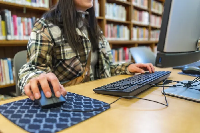 Framed Print : Student Hands Typing on Keyboard in Public Library Print Framed Print : Student Hands Typing on Keyboard in Public Library Print