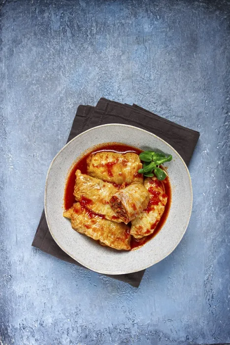 Framed Print : Stuffed Cabbage Rolls Print, Top View