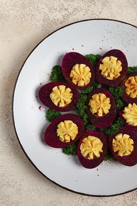 Framed Print : Beetroot Stained Deviled Eggs Print Framed Print : Beetroot Stained Deviled Eggs Print