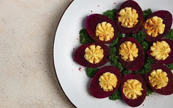 Framed Print : Beetroot Stained Deviled Egg Print Framed Print : Beetroot Stained Deviled Egg Print