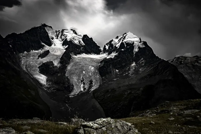 Framed Print : Summit of the Bernina Group Print, St Moritz, Switzerland