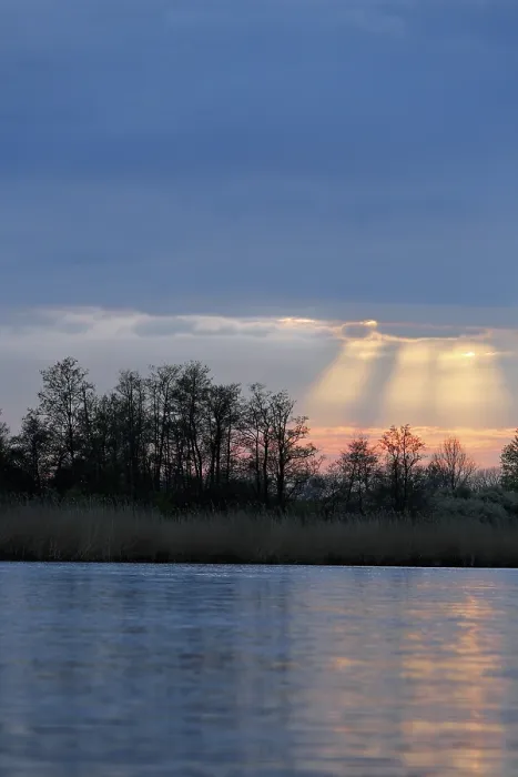 Framed Print : Sunbeams over Peenetal River Print, Germany