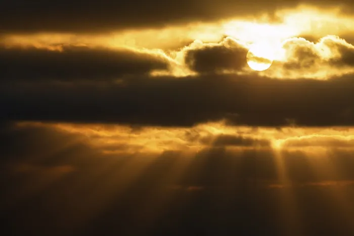 Framed Print : Sunbeams through Clouds Print, Sagres Evening Sky