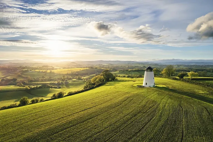 Framed Print : Devon Windmill Sunset Print, Torquay, England Framed Print : Devon Windmill Sunset Print, Torquay, England