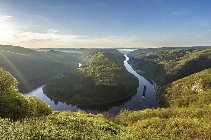 Framed Print : Print of Sunrise over the Saar Loop in Mettlach, Germany Framed Print : Print of Sunrise over the Saar Loop in Mettlach, Germany