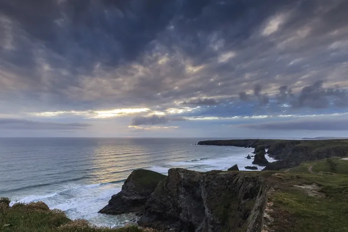 Framed Print : Print of Sunset at Bedruthan Steps, Cornwall Framed Print : Print of Sunset at Bedruthan Steps, Cornwall