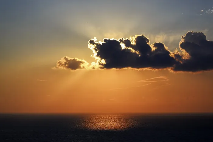 Framed Print : Santorini Greece Print - Sunset behind clouds at the sea Framed Print : Santorini Greece Print - Sunset behind clouds at the sea
