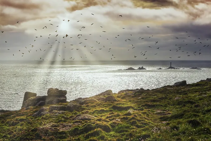 Framed Print : Print of Sunset over Lands End in Cornwall Framed Print : Print of Sunset over Lands End in Cornwall