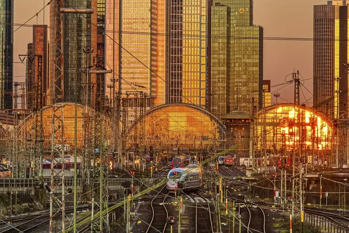 Framed Print : Sunset Reflected in Frankfurt Central Station Print Framed Print : Sunset Reflected in Frankfurt Central Station Print
