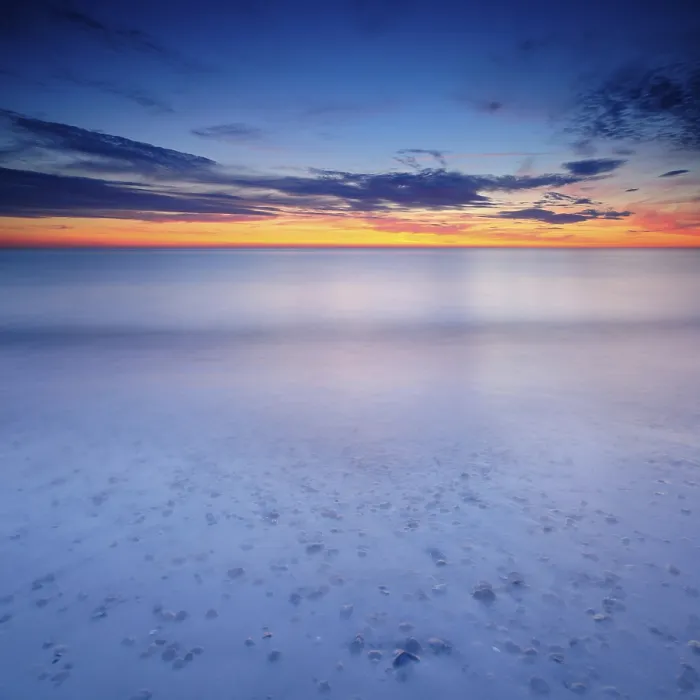 Framed Print : Sunset at the Sandy Beach with Pebbles Print Framed Print : Sunset at the Sandy Beach with Pebbles Print