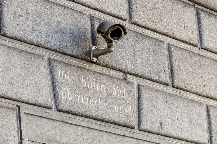 Framed Print : Surveillance Camera Print on a Building in Austria Framed Print : Surveillance Camera Print on a Building in Austria