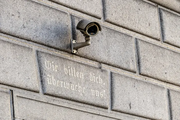 Framed Print : Surveillance Camera Print on a Building in Austria Framed Print : Surveillance Camera Print on a Building in Austria