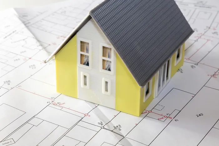 Framed Print : Model House Print on Development Plan Framed Print : Model House Print on Development Plan