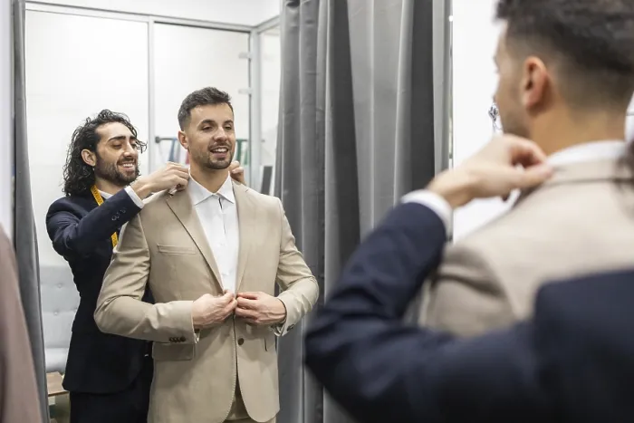 Framed Print : A Tailor's Attention to Detail - Suit Fitting Room Print Framed Print : A Tailor's Attention to Detail - Suit Fitting Room Print