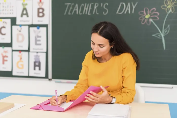 Framed Print : Teacher Taking Notes Print Framed Print : Teacher Taking Notes Print