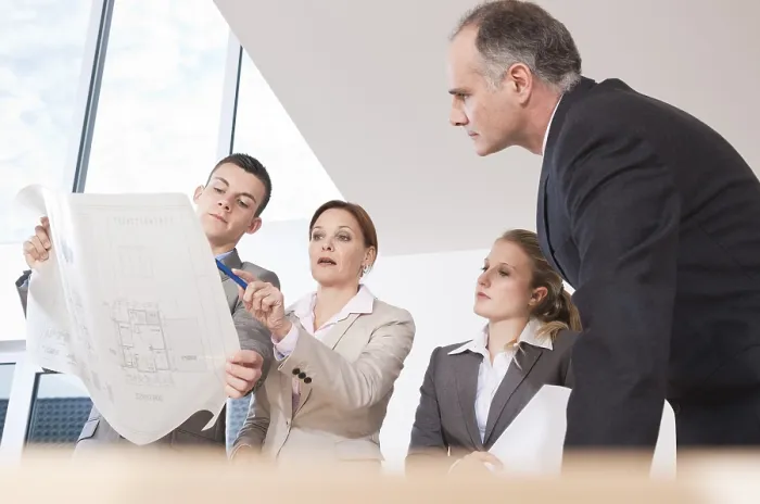 Framed Print : Architects Discussing Construction Plan Print Framed Print : Architects Discussing Construction Plan Print