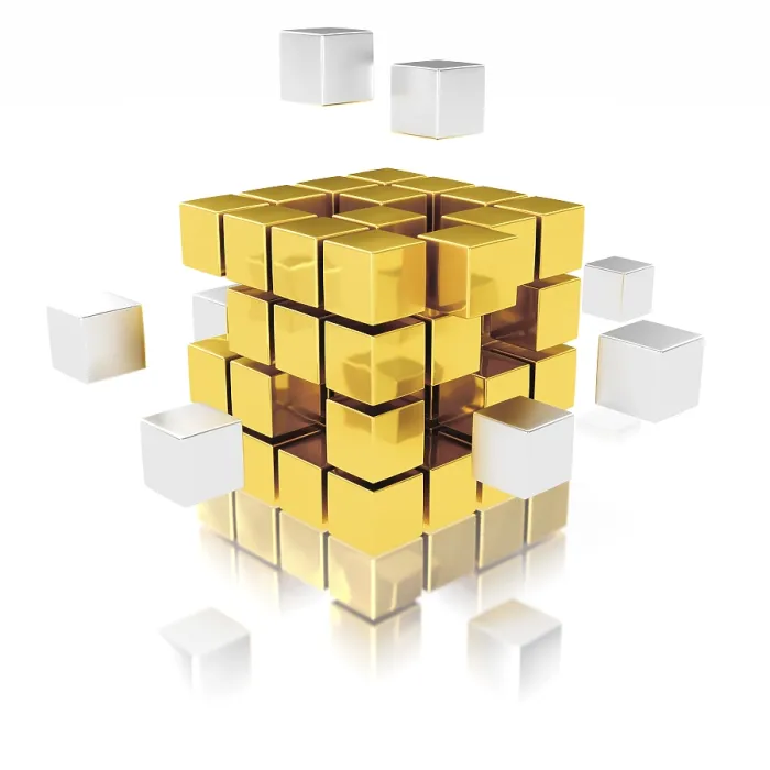 Framed Print : Teamwork Concept Metal Cube Print