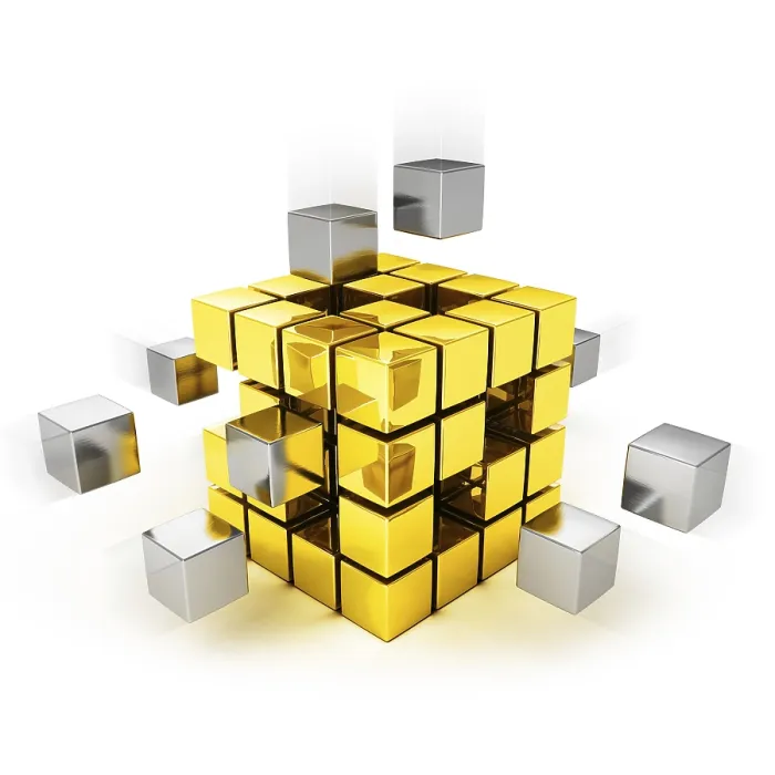 Framed Print : Teamwork Concept Metal Cube Print Framed Print : Teamwork Concept Metal Cube Print