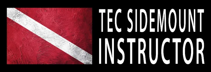 Framed Print : Tec Sidemount Instructor Print with Diver Down Flag Framed Print : Tec Sidemount Instructor Print with Diver Down Flag