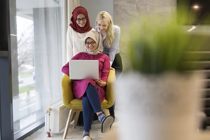 Framed Print : Tech Office Print - Modern Workspace Framed Print : Tech Office Print - Modern Workspace