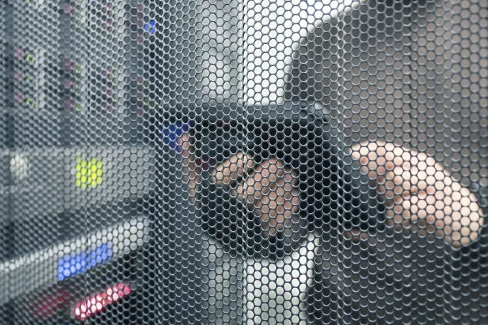 Framed Print : IT Specialist in Server Room Print Framed Print : IT Specialist in Server Room Print