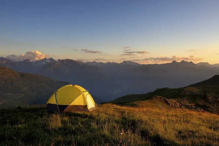Framed Print : Tent in front of a mountain range, Gaschurn, Austria. Print Framed Print : Tent in front of a mountain range, Gaschurn, Austria. Print