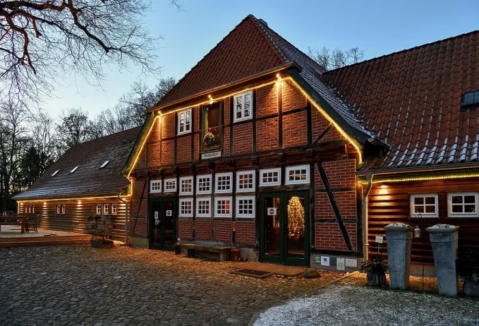Framed Print : Thansen Manor, Blue Hour Print, Soderstorf, Germany Framed Print : Thansen Manor, Blue Hour Print, Soderstorf, Germany