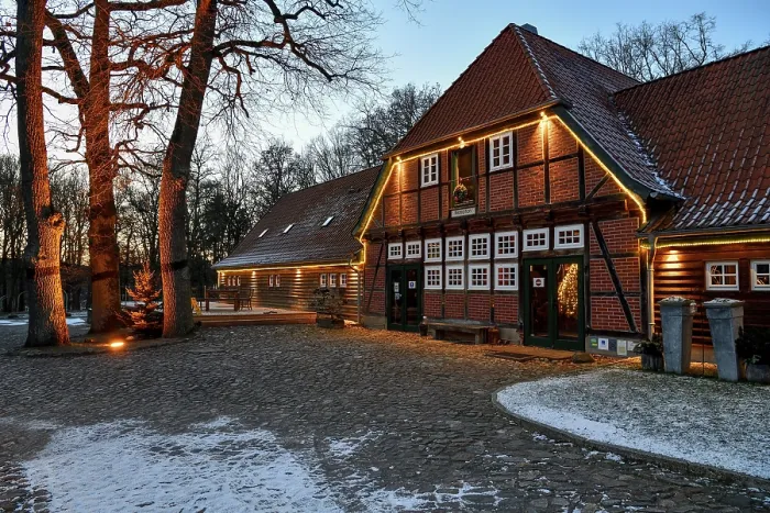 Framed Print : Thansen Manor, Blue Hour Print, Luneburg County, Germany Framed Print : Thansen Manor, Blue Hour Print, Luneburg County, Germany