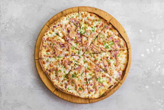Framed Print : Thin-Crust Pizza Print with Pulled Beef and Melted Cheese Framed Print : Thin-Crust Pizza Print with Pulled Beef and Melted Cheese
