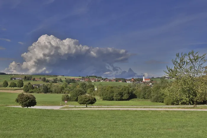 Framed Print : Threatening Thundercloud over Kirchdorf near Haag Print Framed Print : Threatening Thundercloud over Kirchdorf near Haag Print