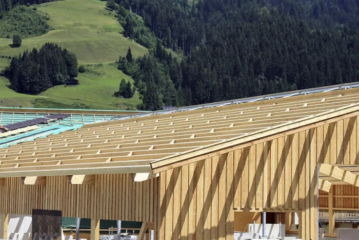 Framed Print : Timber Construction Print: Hall in Aurach, Austria Framed Print : Timber Construction Print: Hall in Aurach, Austria