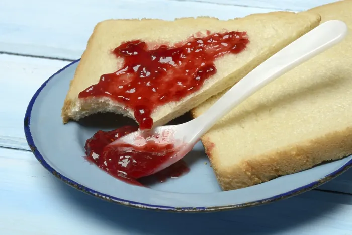 Framed Print : Raspberry Jam Toast Print on a Plate Framed Print : Raspberry Jam Toast Print on a Plate