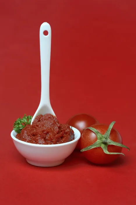 Framed Print : Tomato Paste Print with Spoon in Bowl Framed Print : Tomato Paste Print with Spoon in Bowl
