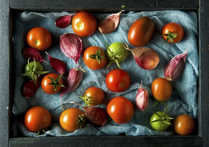 Framed Print : Fresh Tomatoes Print on Wooden Surface Framed Print : Fresh Tomatoes Print on Wooden Surface