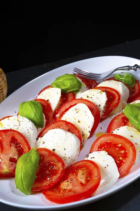 Framed Print : Tomatoes with mozzarella and basil Print Framed Print : Tomatoes with mozzarella and basil Print