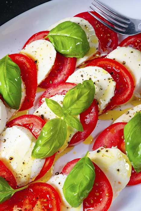Framed Print : Tomatoes with mozzarella and basil Print Framed Print : Tomatoes with mozzarella and basil Print