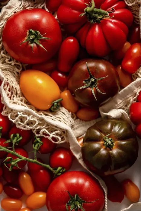 Framed Print : Tomatoes on the Table Print - Flat Lay